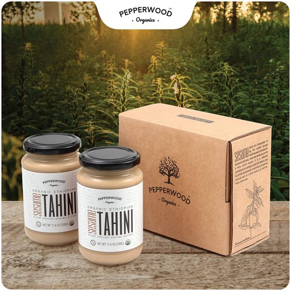 Organic Stone Ground Sesame Tahini Paste x2 330g glass jars